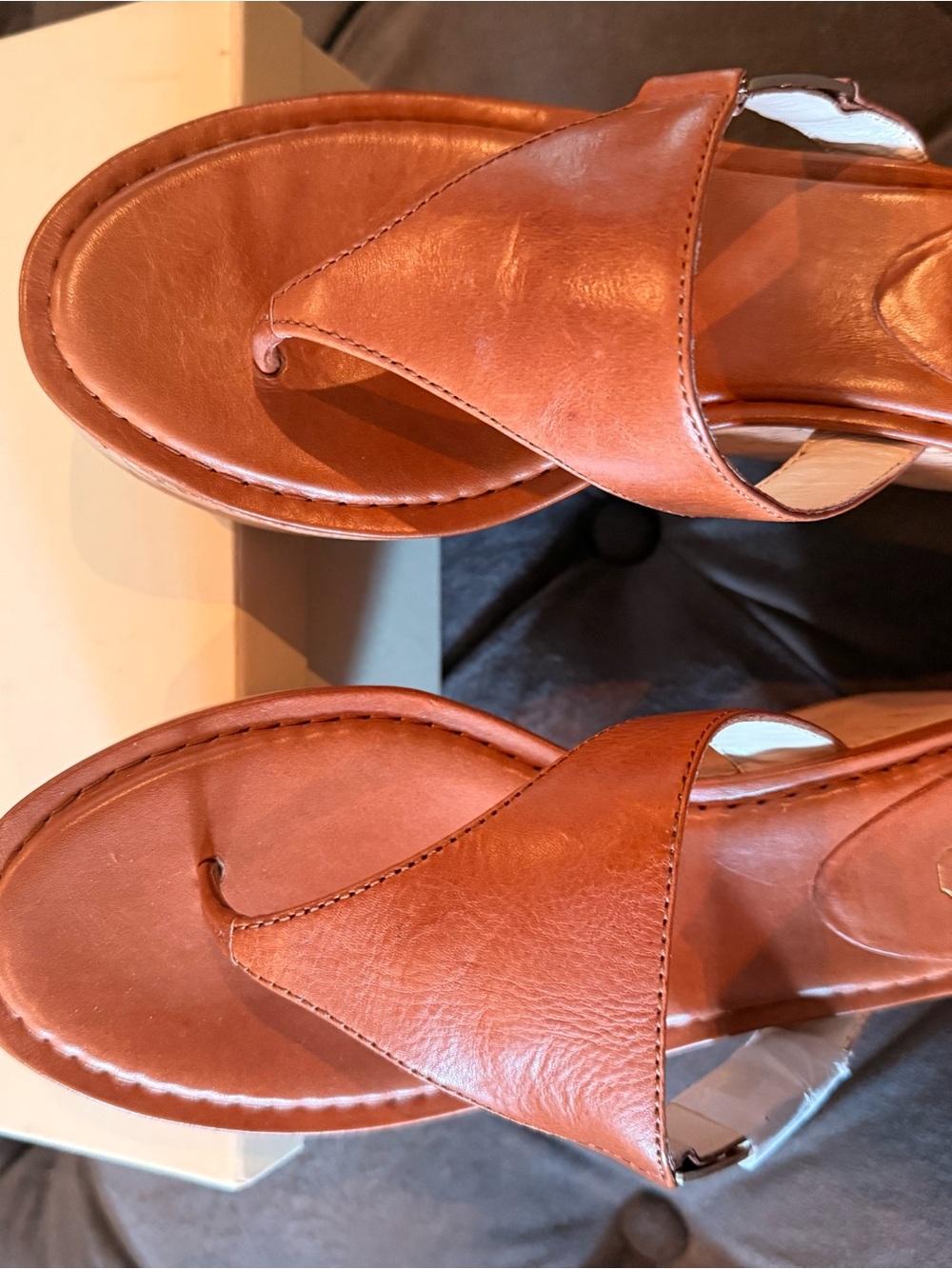 Vintage Cognac Jan Veg Leather Coach Wedges